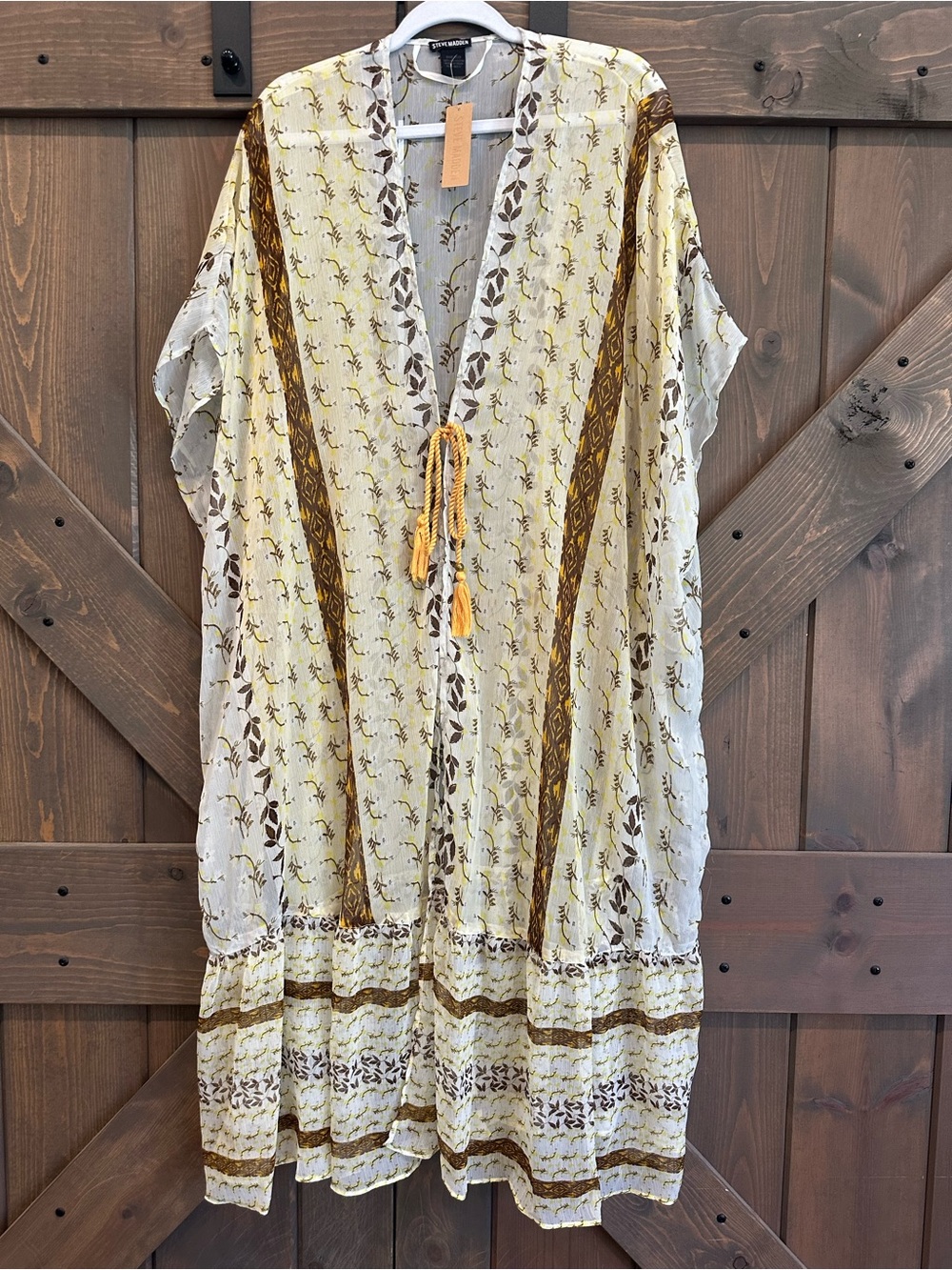 Steve Madden Yellow and Brown Floral Duster